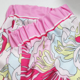 Chiffon Print Sunscreen Cardigan Shorts Beach Suit XHSY-19570