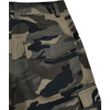 Camouflage Drawstring Five Point Pants(Without Waist Belt) BGN-289