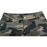 Camouflage Drawstring Five Point Pants(Without Waist Belt) BGN-289
