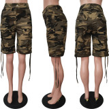 Camouflage Drawstring Five Point Pants(Without Waist Belt) BGN-289