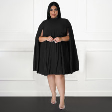 Plus Size Solid Bat Sleeve Chiffon Shirt Dress NYMF-5002