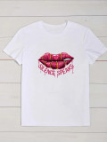 Plus Size Cartoon Lip Print T-shirt SXF-30433