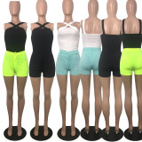 Fashion Zipper Solid Color Shorts YIY-9029