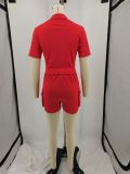 Solid Color Short Sleeve Shirt And Shorts Two Piece Set YIM-336