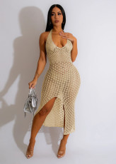 Knitted Jacquard Sleeveless Maxi Dress TR-1264
