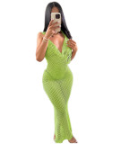 Mesh Backless Sexy Hollow Out Maxi Dress QXTF-8162