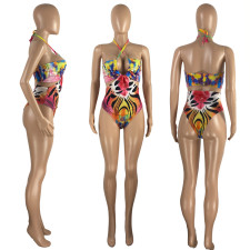 Sexy Print Halter One Piece Swimsuit NYMF-296