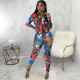 Long Sleeve Print Slim Two Piece Pants Set SMR-11969