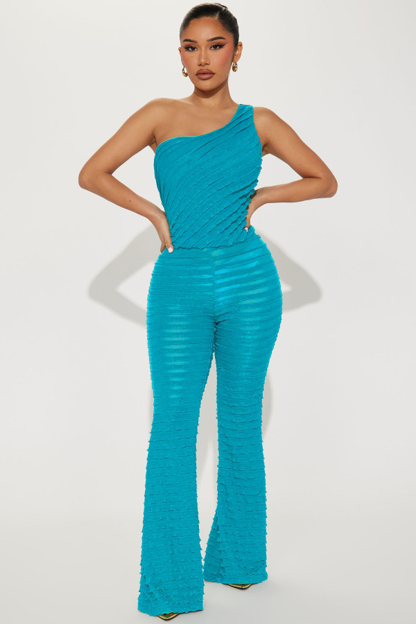 Single Shoulder Sleeveless Flare Jumpsuit ME-8370