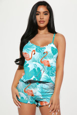 Fashion Print Sling Tops And Shorts Two Piece Set YD-8740