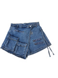 Casual Pocket Zipper Denim Shorts CM-8676