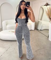 Sexy Backless Striped Jumpsuit QSF-51075