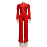 Fashion Hollow Out Long Sleeve Jumpsuit BY-6345