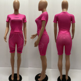 Fashion Sports Print Short Sleeve Shorts 2 Piece Set(No Mask) MAE-2183