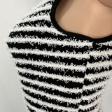Plush Striped Sleeveless Jumpsuit SHD-9832