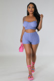 Solid Color Sling Tops And Shorts Two Piece Set YD-8742