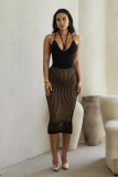 Sexy Backless Bodysuit And Hollow Out Skirts Knits Two Piece Set ZSD-0265
