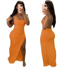 Sexy Backless Solid Color Long Dress GFDY-122