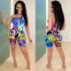 Print Chest Wrap Rompers(Without Mask) GFDY-005