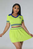 Short Sleeve Sports Pleated Skirt Sweater Suit OSM-4398