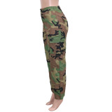 Camouflage Print High Waist Pants SH-390510