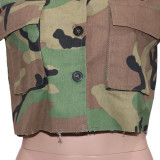 Camouflage Print Lapel Sleeveless Vest SH-390511