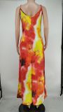 Tie Dye Print Sling Loose Maxi Dress XMY-9425