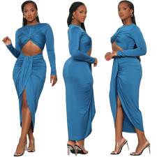 Solid Color Sexy Hollow Tight Midi Dress GFDY-1178