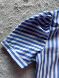 Short Sleeve Stripe Shirt Dress NYMF-299