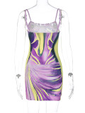 Printed Sexy Sling Slim Mini Dress BLG-D3211743A