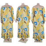 Plus Size One Shoulder Print Maxi Dress NY-10465