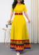 Plus Size Contrast Color Patchwork Maxi Dress GDNY-2222