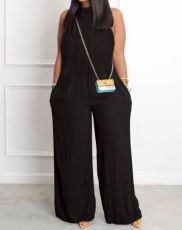 Solid Color Sleeveless Wide Leg Jumpsuit GDNY-2220