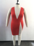 Plus Size Hot Drilling Mesh Patchwork Bodycon Dress OSM2-5303