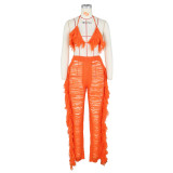 Sexy Knit Tassel Hollow Out Two Piece Pant Sets ZSD-0225