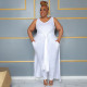 Plus Size Solid Color V Neck Sleeveless Maxi Dress NNWF-7860