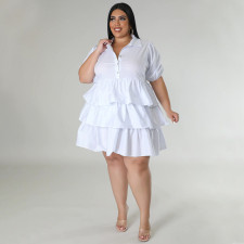 Plus Size Solid Loose Casual Dress NNWF-7851