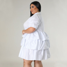 Plus Size Solid Loose Casual Dress NNWF-7851