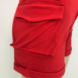 Plus Size Solid Color Bubble Sleeve Two Piece Shorts Set MEI-9311