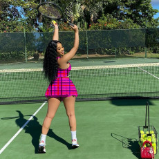 Casual Print Tennis Wear Sport Two Piece Skirts Set MX-1081