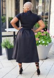 Elegant Short Sleeve Slim-Waist Long Dress MK-3089