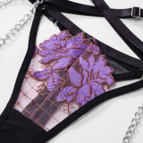 Embroidery Mesh Flower Bra Erotic Lingerie Set GAXL-2009