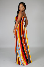 Fashion Print Sling Loose Sling Maxi Dress XMY-9432