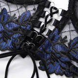 Embroidery Mesh Flower Bra Erotic Lingerie Set GAXL-2002