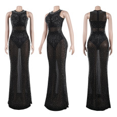 Plus Size Hot Drill Sleeveless Evening Dress 3 Piece Set NY-2727