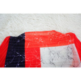 Color Block Print 3/4 Sleeve Maxi Dress YF-10500