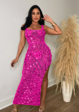 Fashion Knits Sequin Hollow Out Maxi Dress TR-1265