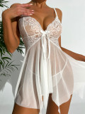 Sexy See-through Mesh Lace Sling Nightgown Set GAXL-106639