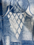 Faux Denim Print Sleeveless Midi Dress YH-5287