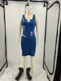 Solid Color Print Mini Dress YIM-342